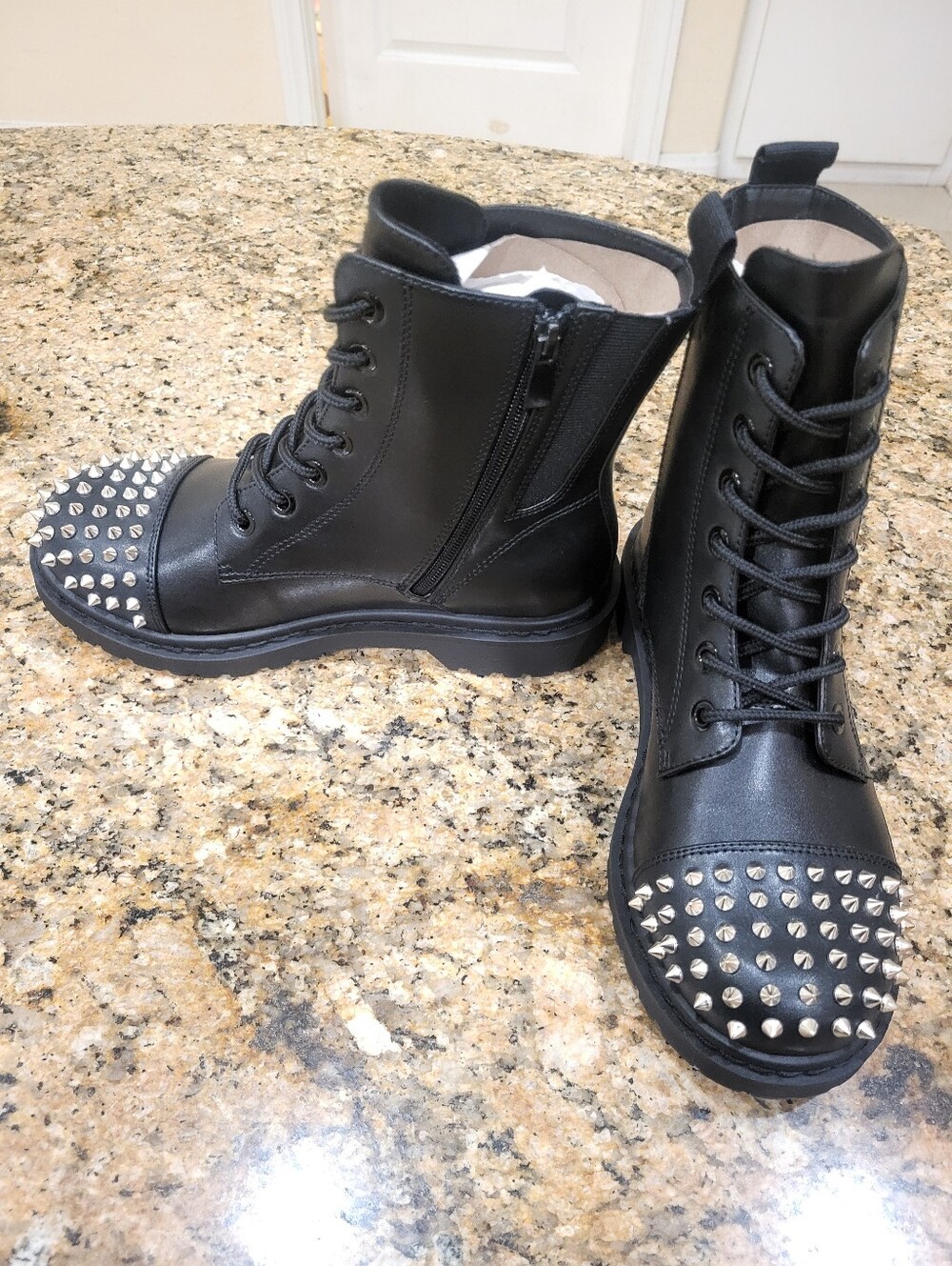 Stevie Combat Boot - Faux Leather Black (WW)